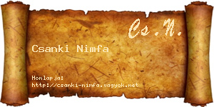 Csanki Nimfa névjegykártya